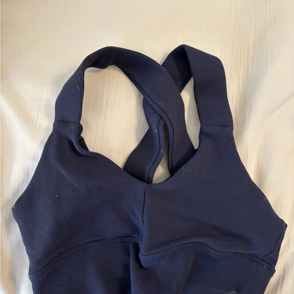 Alo Navy Blue Ribbed Tank Top